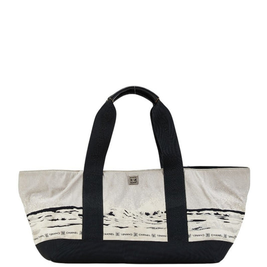 Chanel Black Gray Nylon Handbag Tote Bag