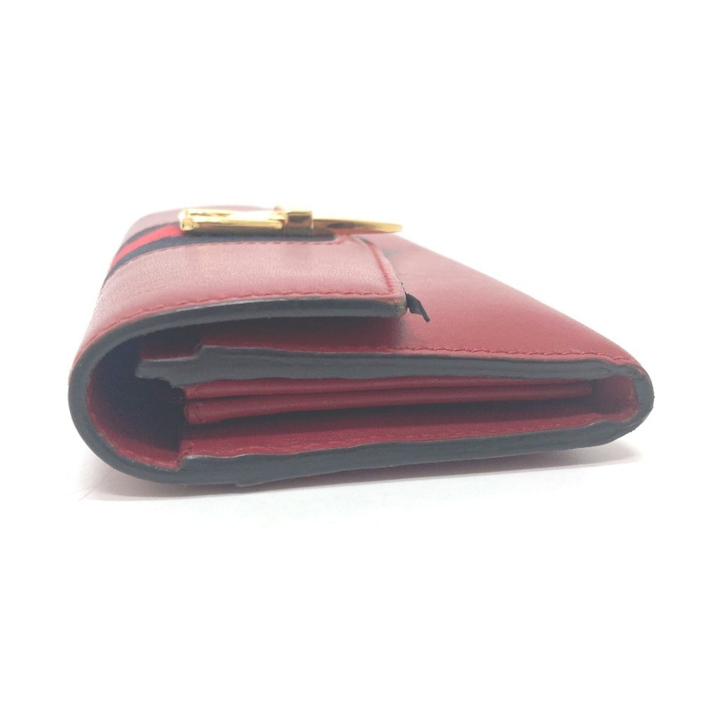 Gucci Red Color Leather Long Wallet (Bi-Fold)