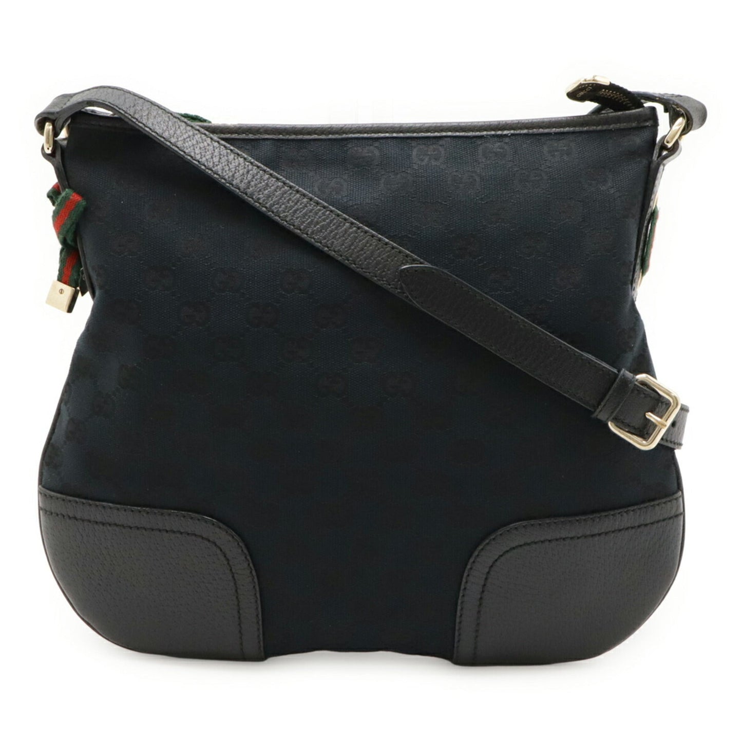 Gucci Black Green Red Color Gg Canvas Leather Shoulder Bag