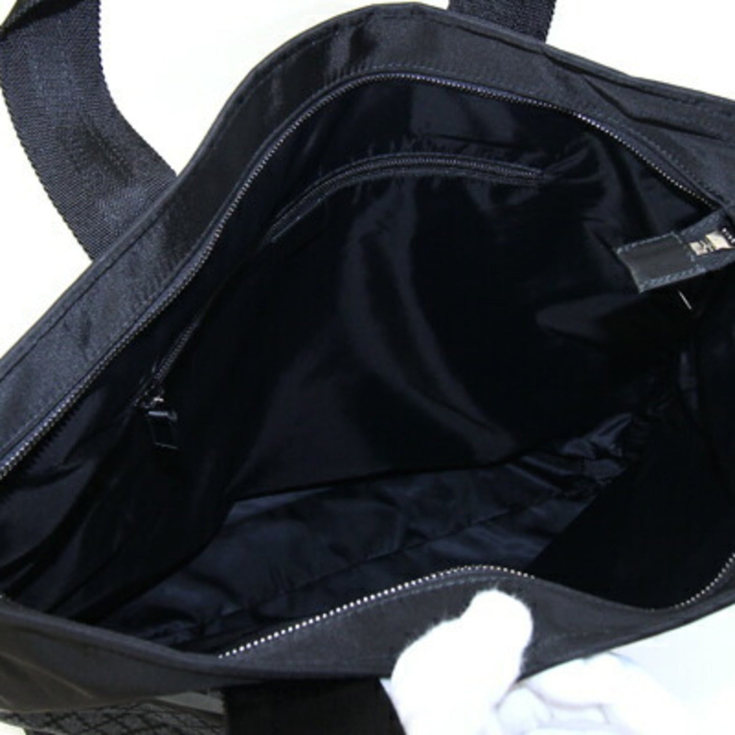 Gucci Diamante Black Gray Nylon Handbag Tote Bag