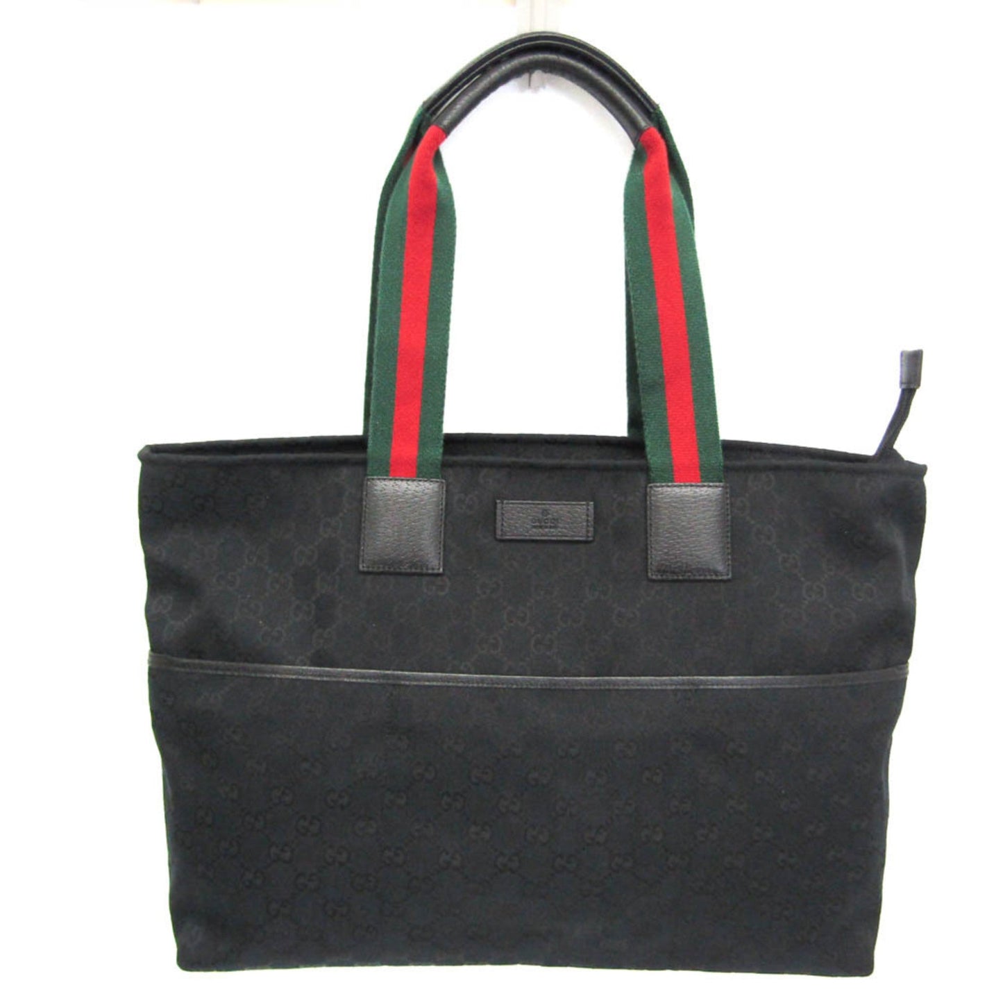 Gucci Gg Canvas Black Leather Canvas Tote Bag