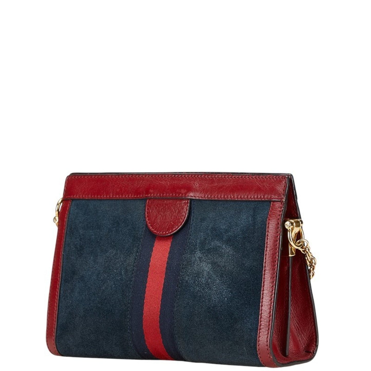 Gucci Navy Red Color Leather Suede Shoulder Bag