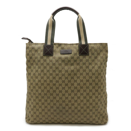Gucci Gg Canvas Beige Dark Brown Green Khaki Gg Canvas Tote Bag
