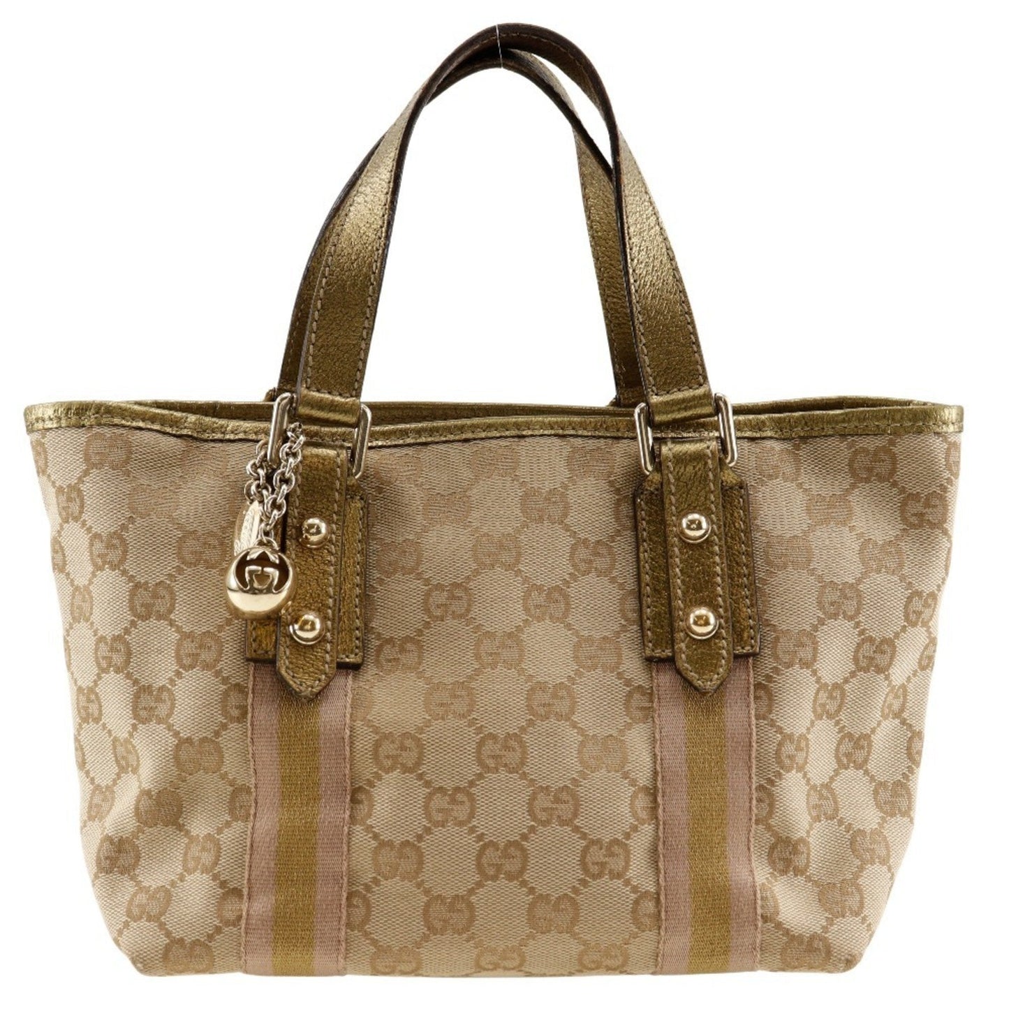 Gucci Brown Gg Canvas Leather Handbag