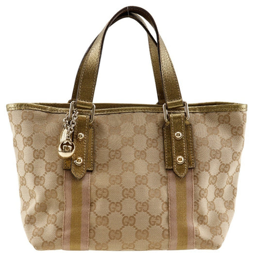 Gucci Brown Gg Canvas Leather Handbag