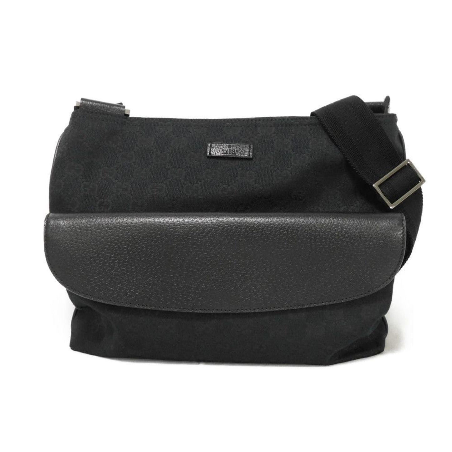 Gucci Gg Canvas Black Gg Canvas Leather Messenger Bag Shoulder Bag