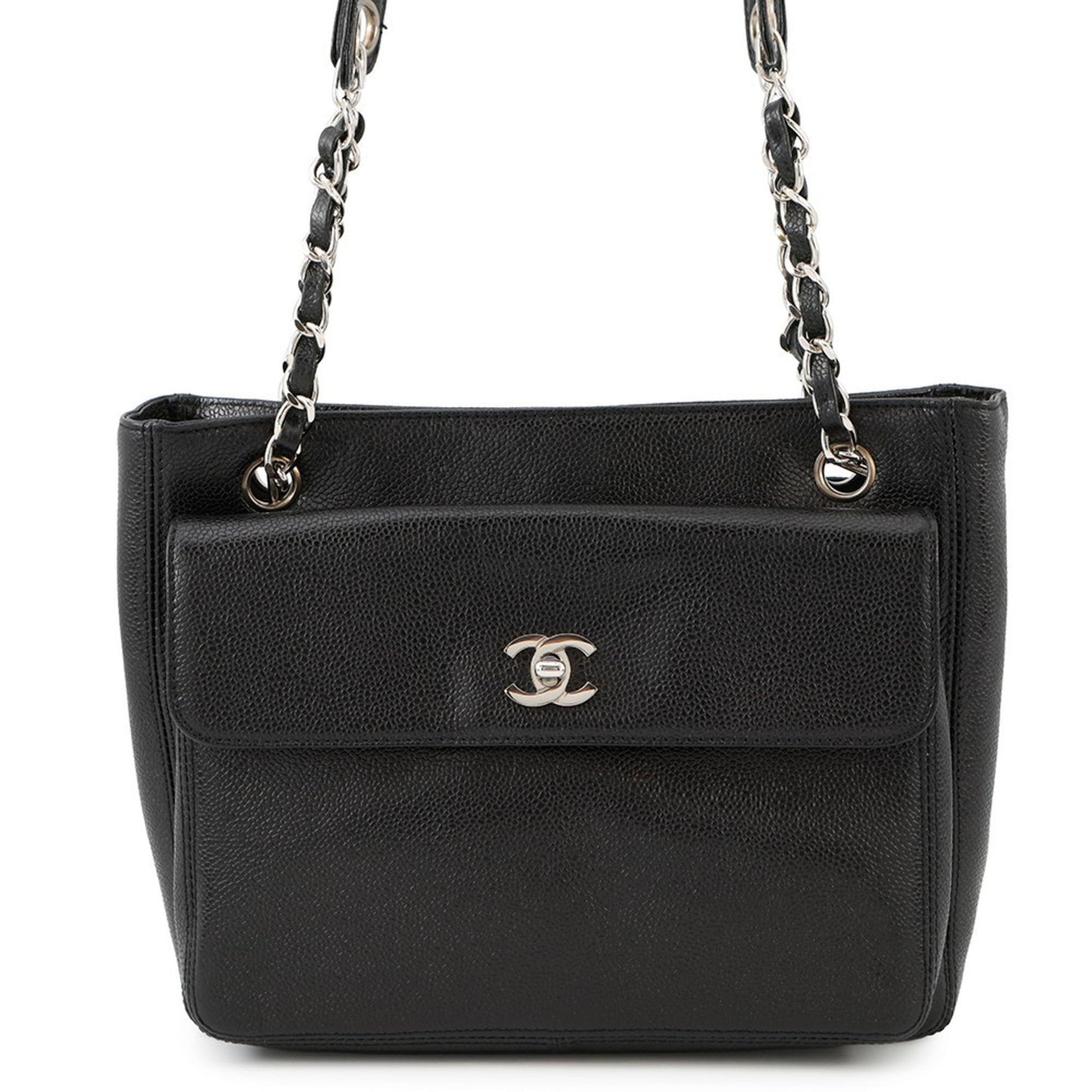 Chanel Black Grained Calfskin Tote Bag
