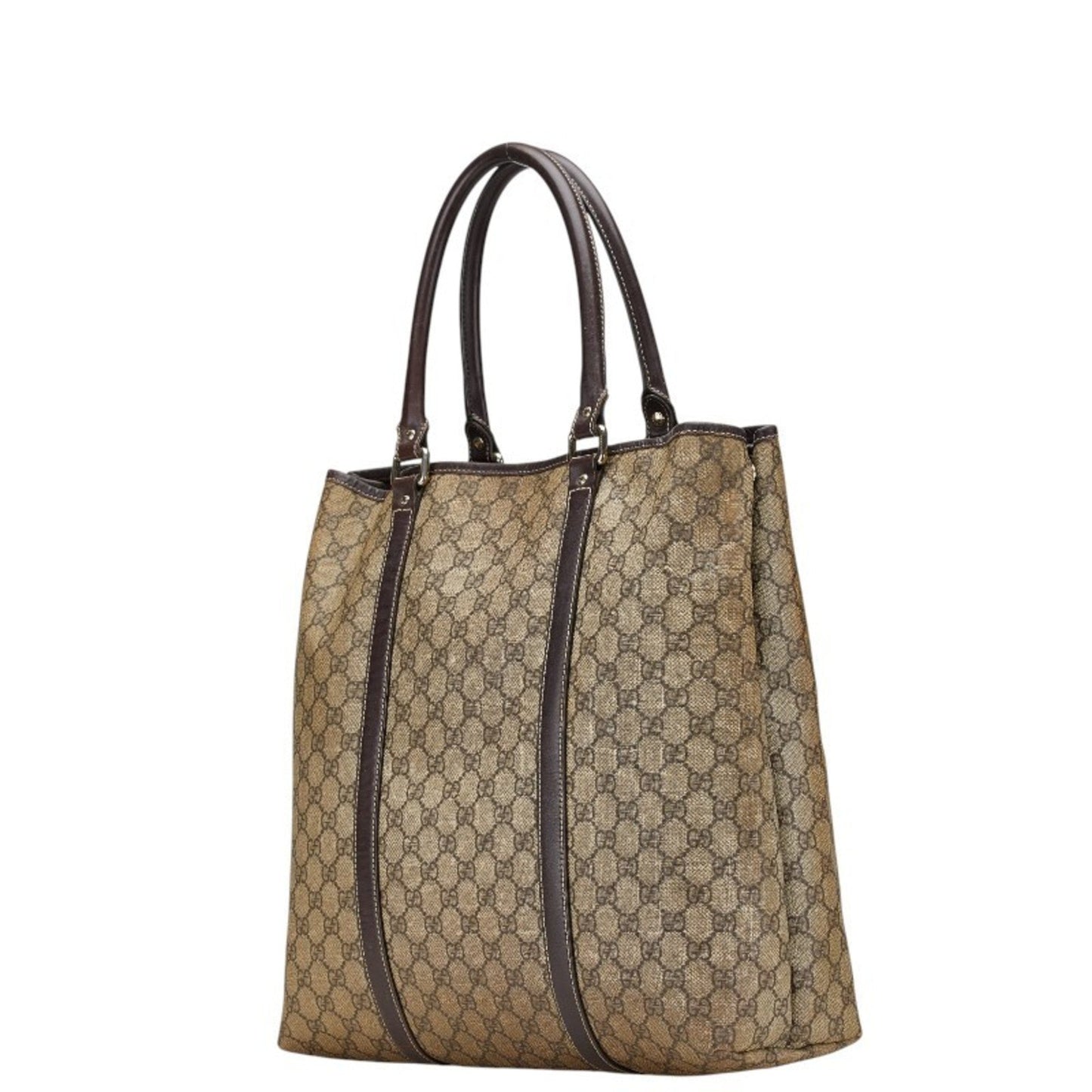 Gucci Beige Brown Pvc Leather Shoulder Bag Tote Bag