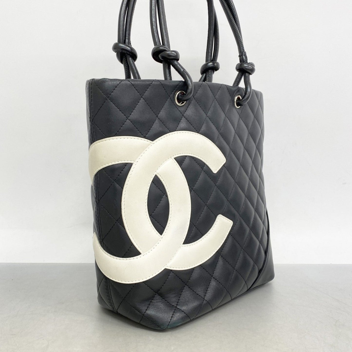 Chanel Black White Leather Tote Bag