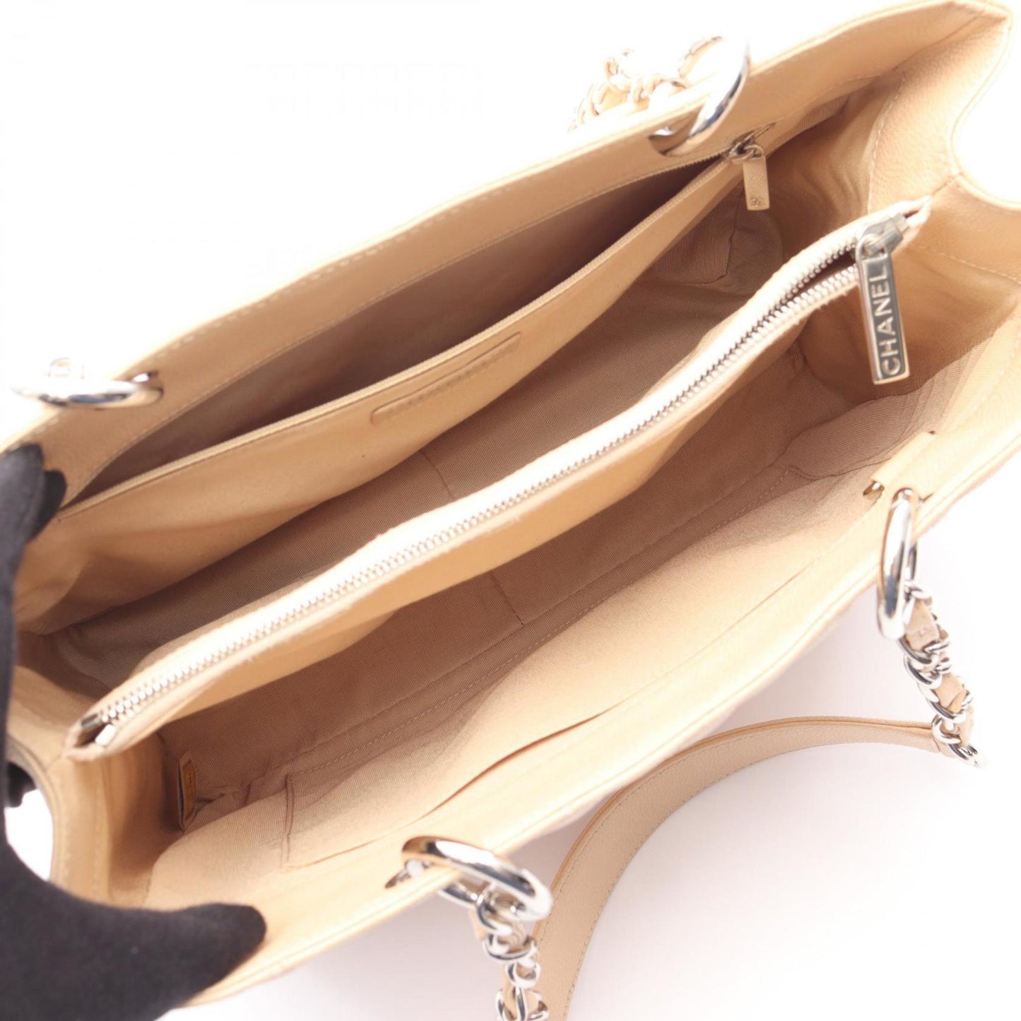 Chanel Beige Grained Calfskin Tote Bag