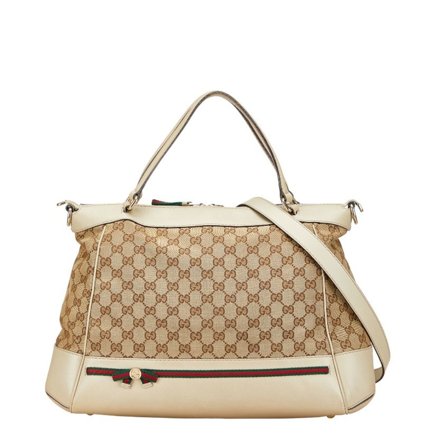 Gucci Gg Canvas Beige Gg Canvas Leather Shoulder Bag Tote Bag