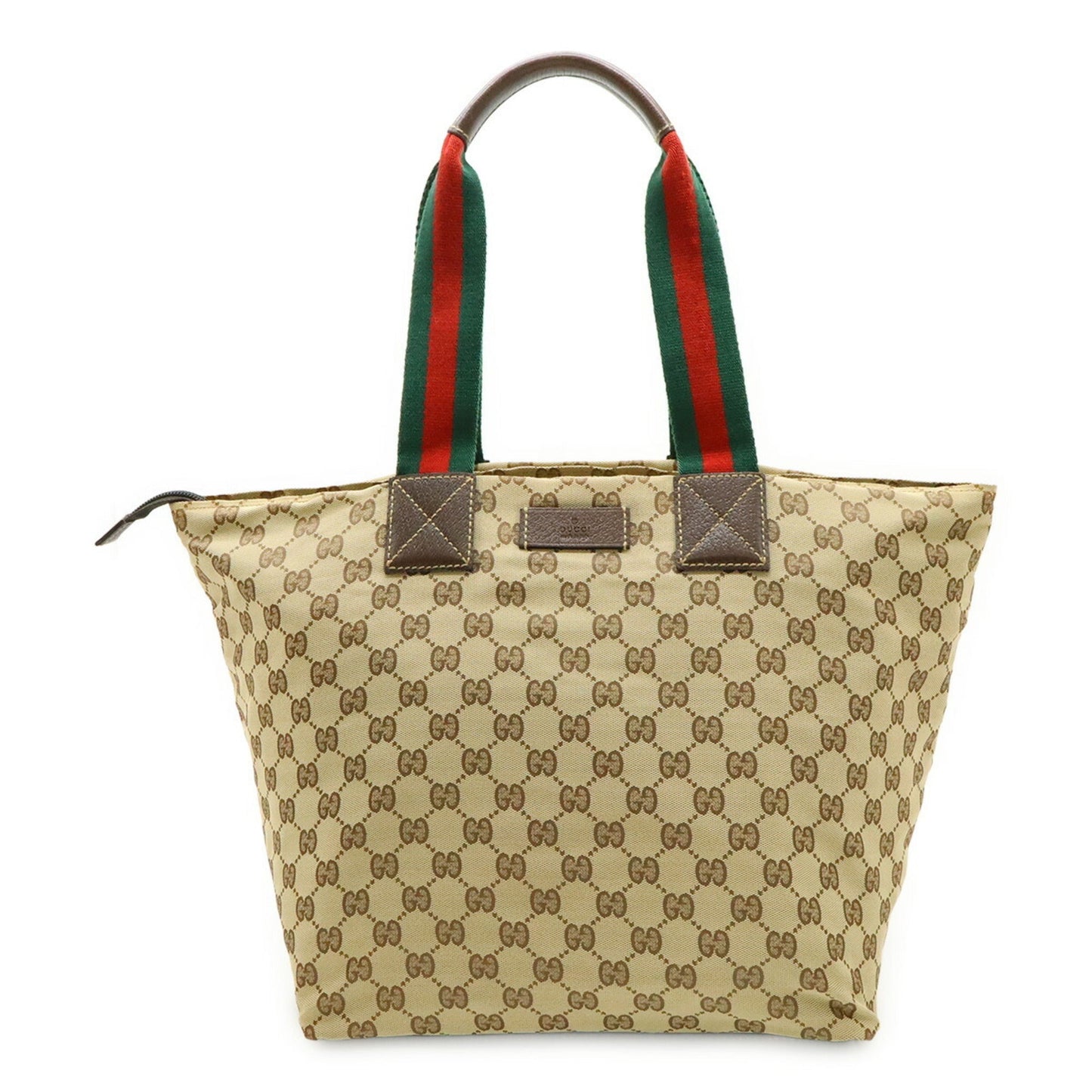 Gucci Beige Brown Dark Brown Green Red Color Gg Canvas Leather Shoulder Bag Tote Bag