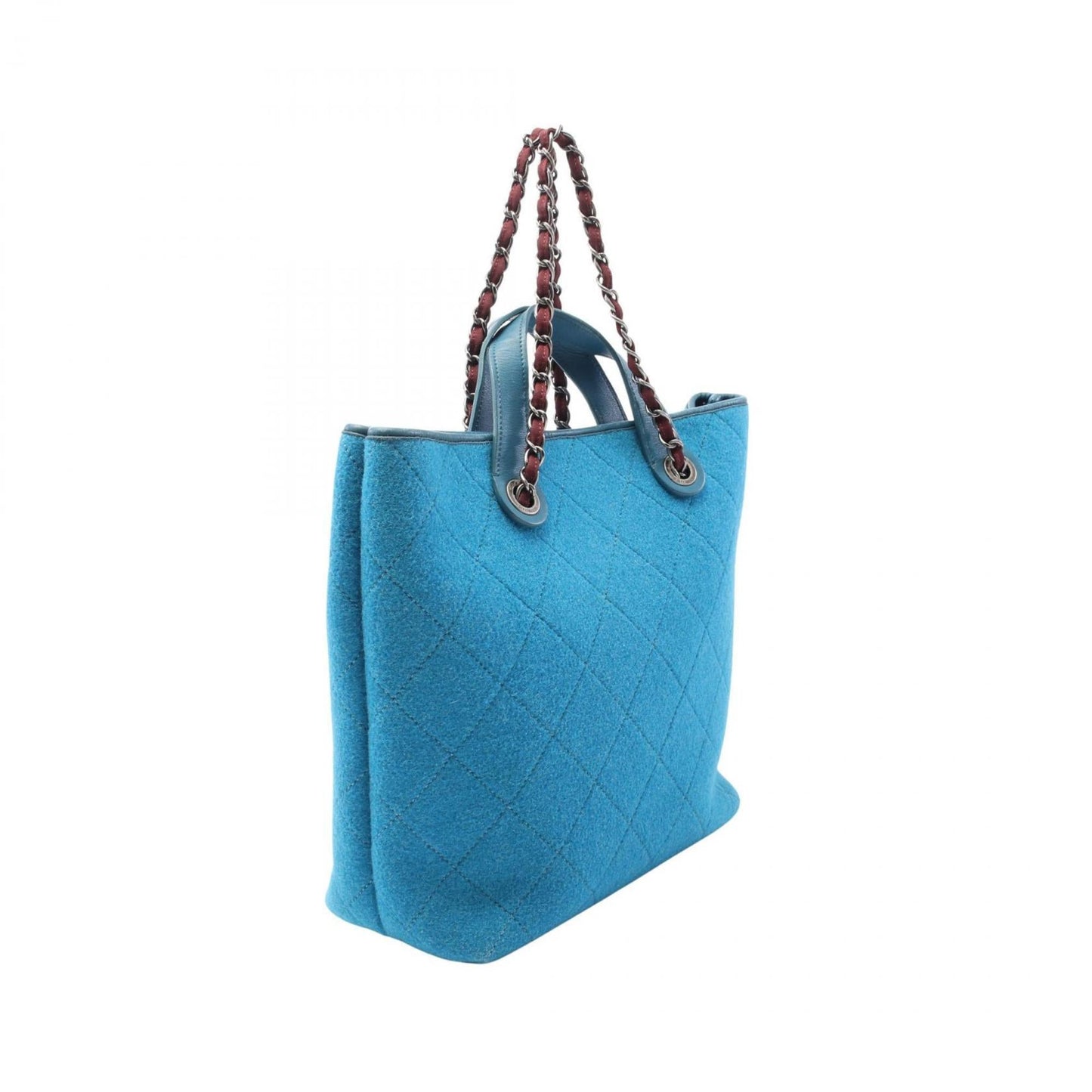 Chanel Blue Wool Leather Tote Bag