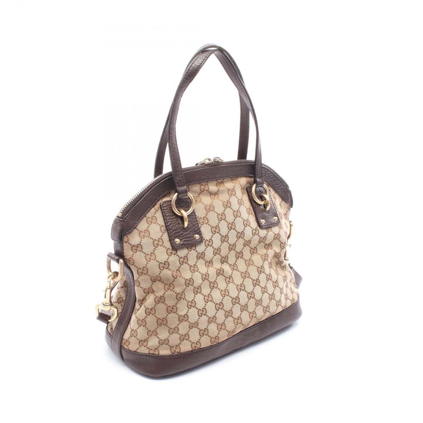 Gucci Beige Brown Gg Canvas Leather Handbag