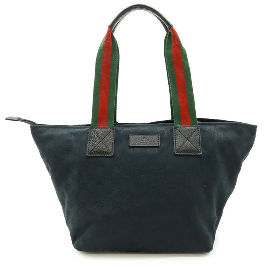 Gucci Black Green Red Color Canvas Leather Shoulder Bag Tote Bag