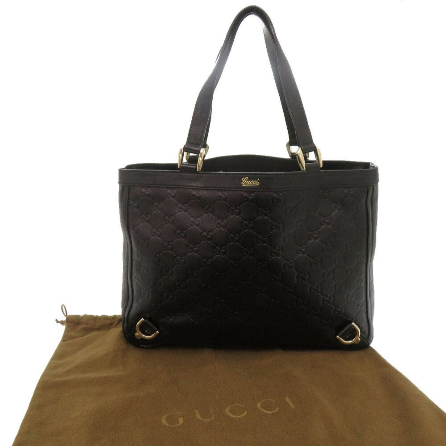 Gucci Black Leather Handbag Tote Bag