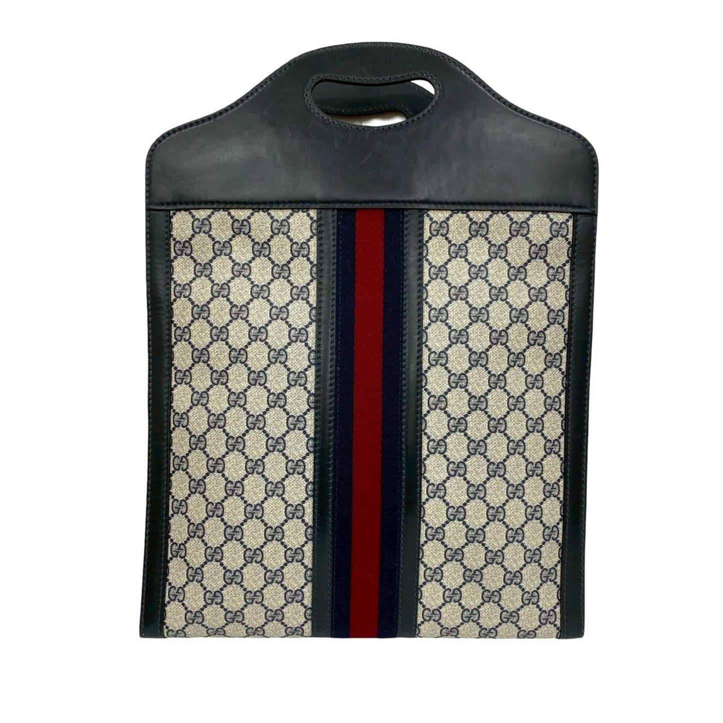 Gucci Navy Red Color Leather Pvc Handbag Tote Bag