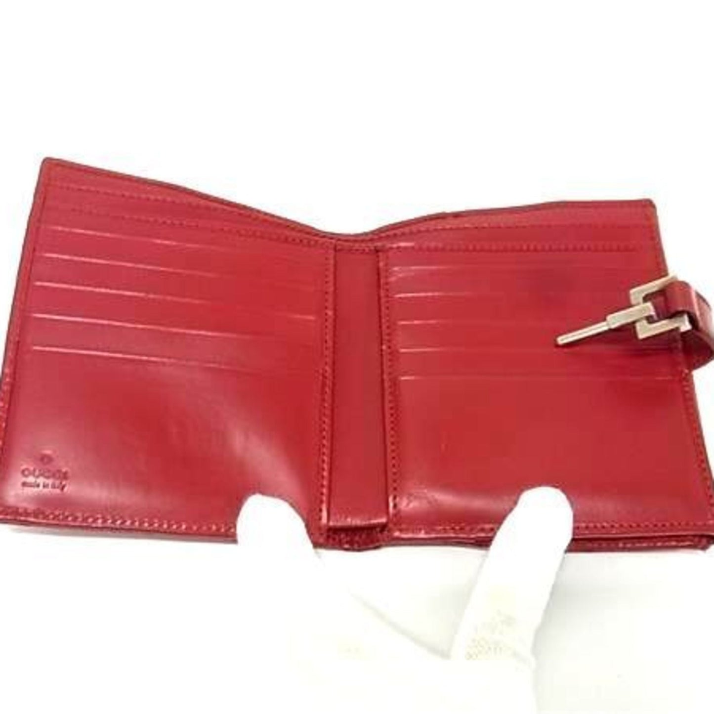 Gucci Red Color Gg Canvas Leather Wallet (Bi-Fold)