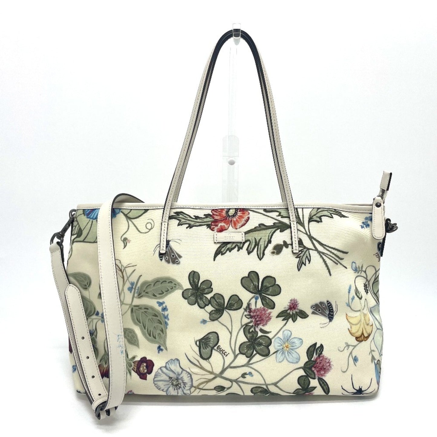 Gucci Ivory Multi-Color Leather Pvc Shoulder Bag Tote Bag