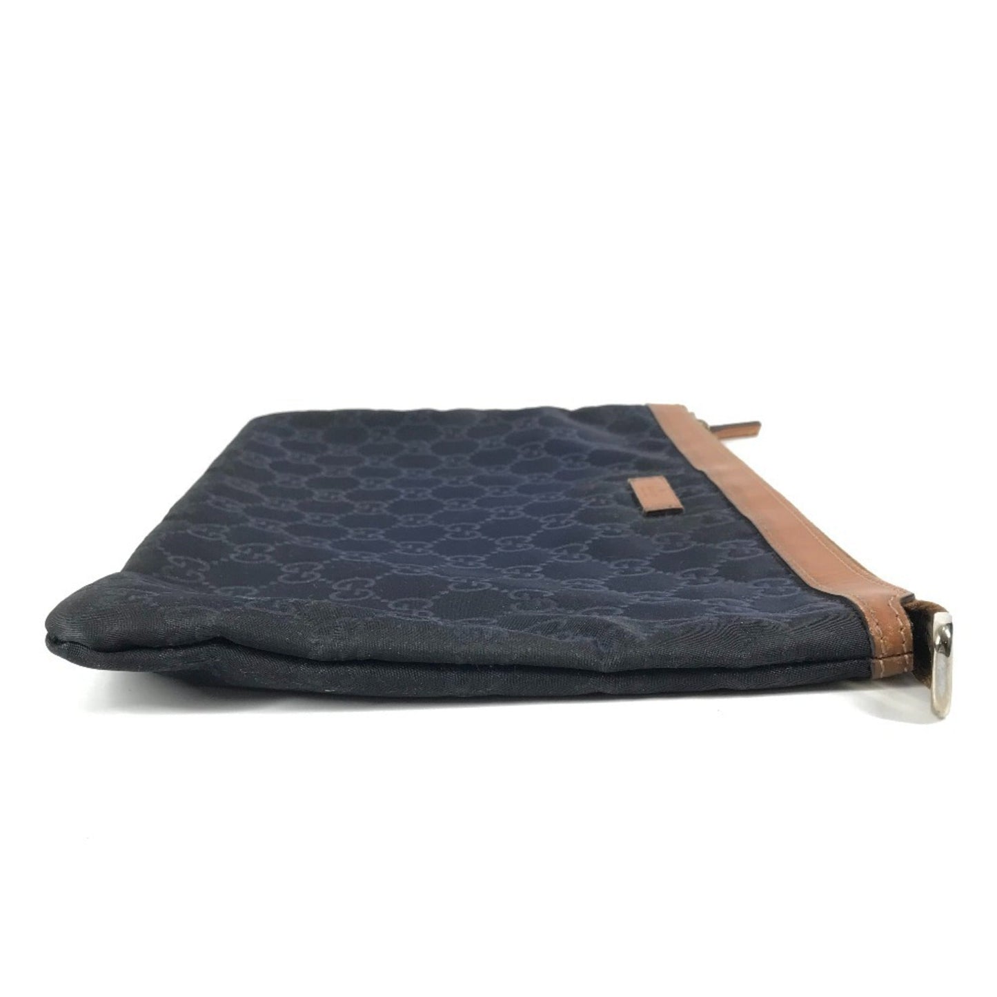 Gucci Navy Leather Nylon Clutch Bag