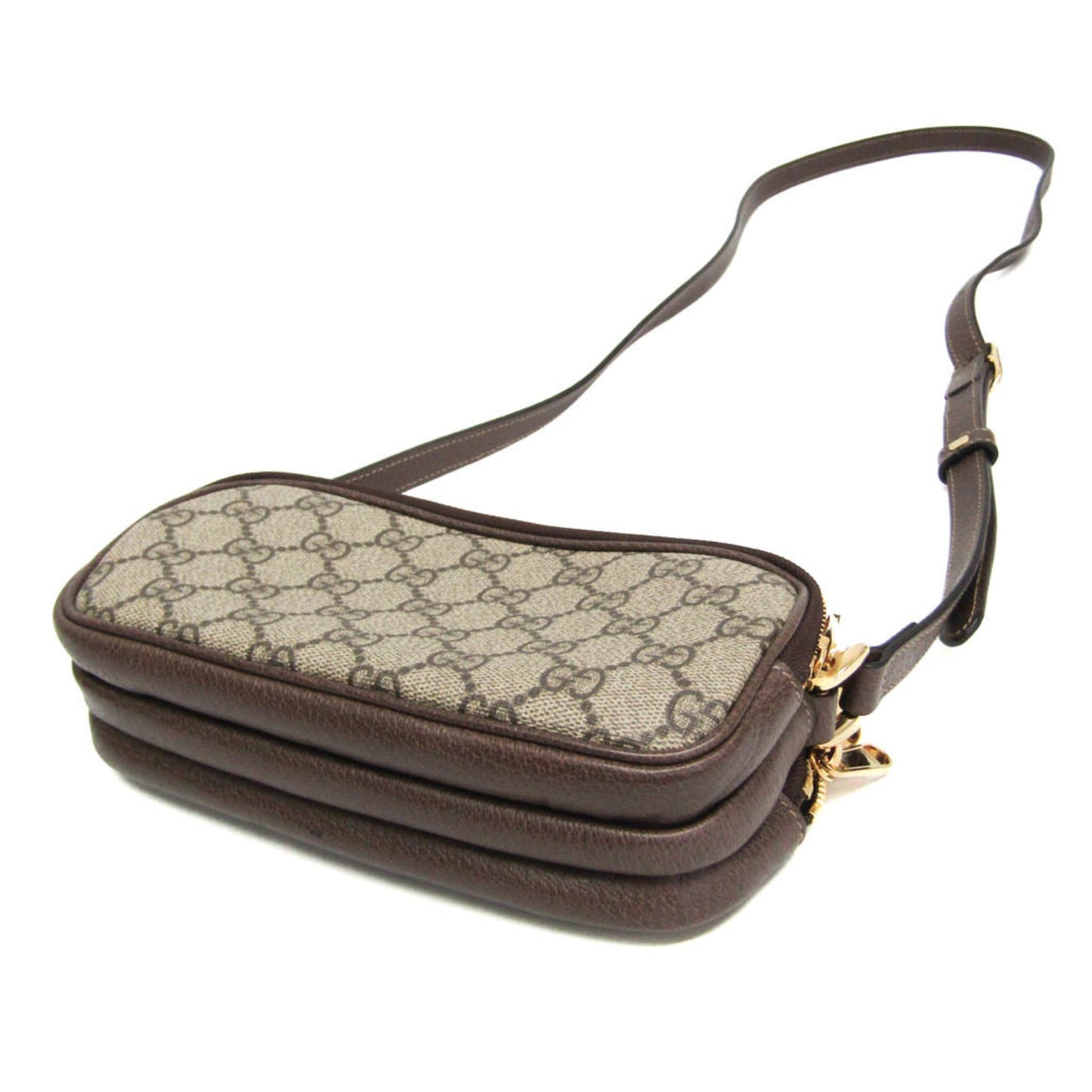Gucci Ophidia Beige Brown Leather Gg Supreme Shoulder Bag