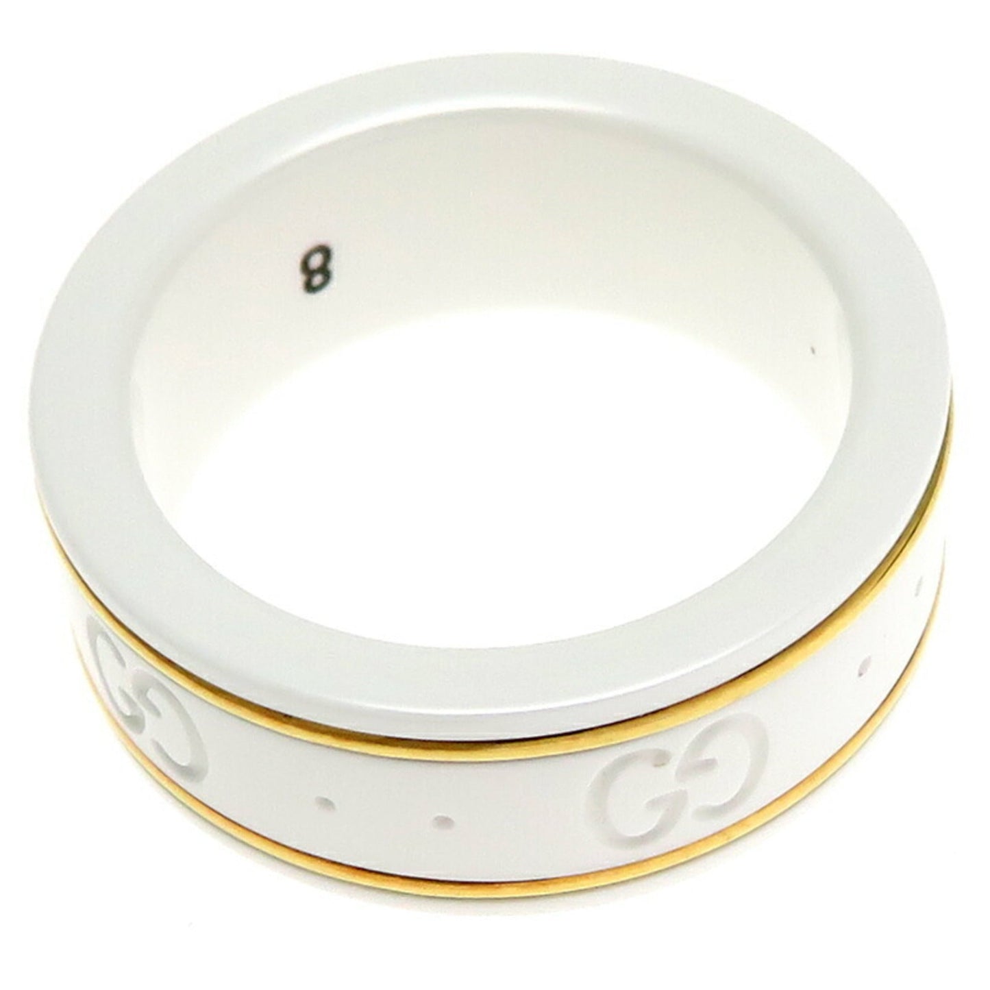 Gucci White Yellow Gold Ceramic Yellow Gold (18K) Band Ring