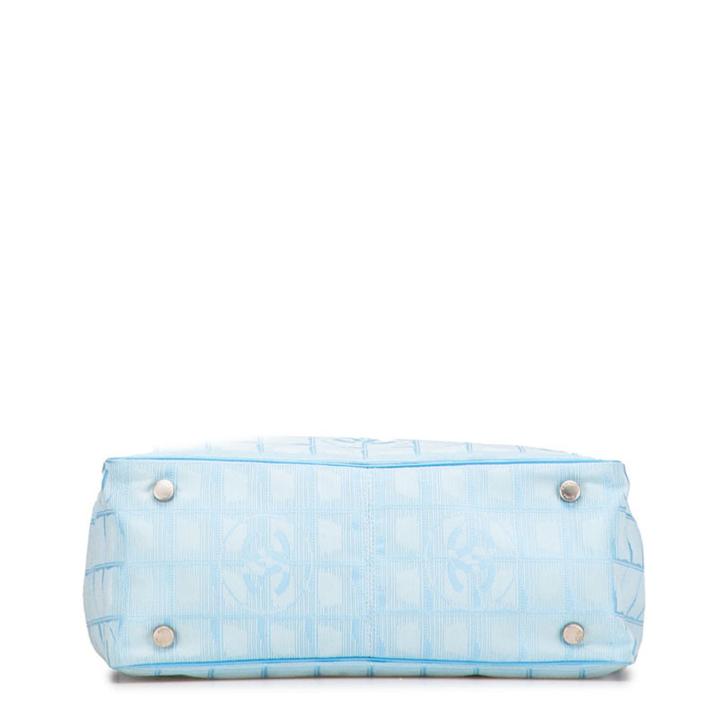 Chanel New Travel Line Blue Nylon Leather Handbag Tote Bag