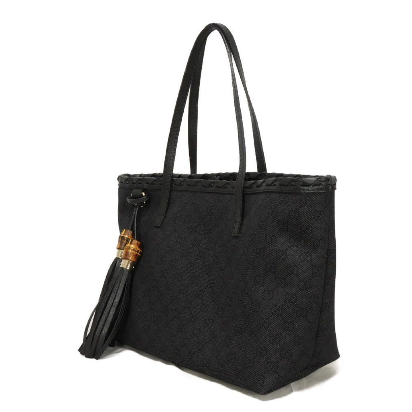 Gucci Black Denim Leather Shoulder Bag Tote Bag