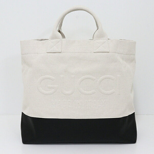 Gucci Black Ivory Canvas Tote Bag