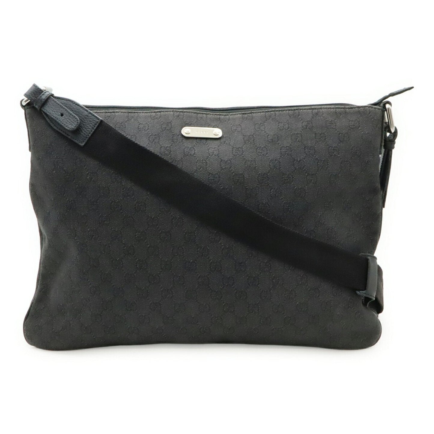 Gucci Black Canvas Leather Shoulder Bag