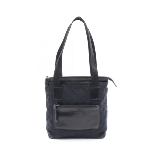 Gucci Black Canvas Leather Tote Bag