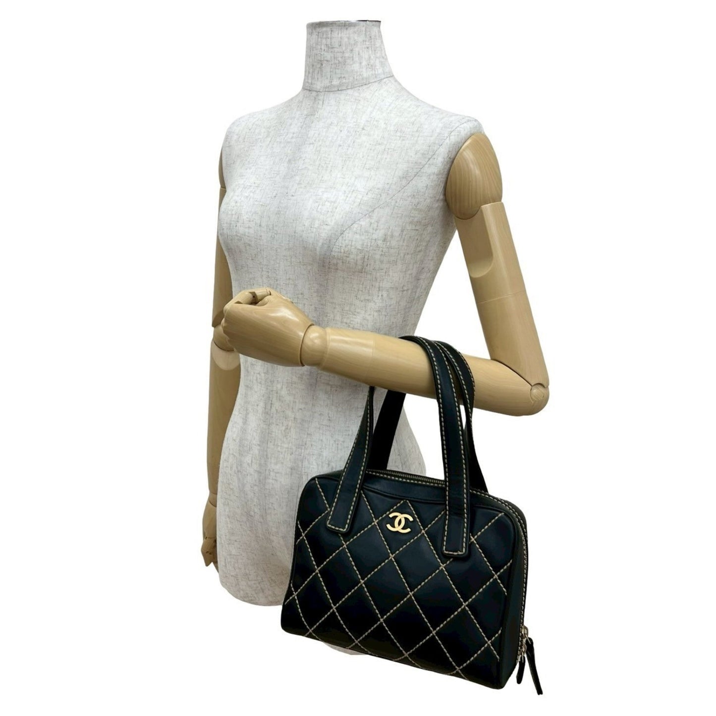 Chanel Black Leather Handbag Tote Bag