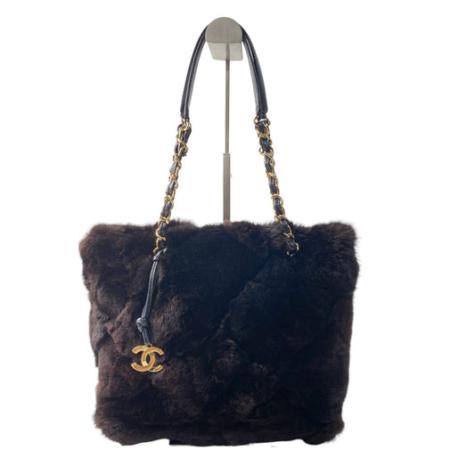Chanel Black Gold Lapin Leather Tote Bag