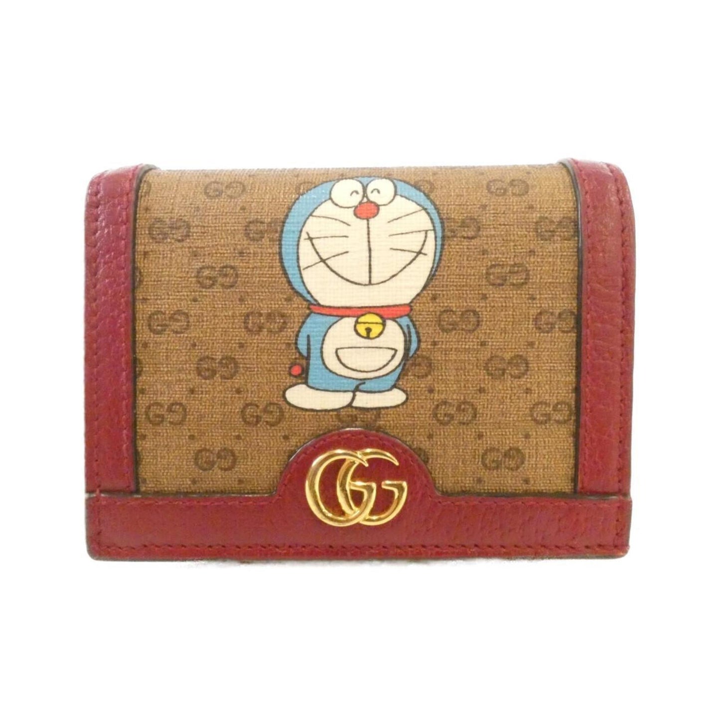Gucci Beige Cherry Red Canvas Wallet (Bi-Fold)