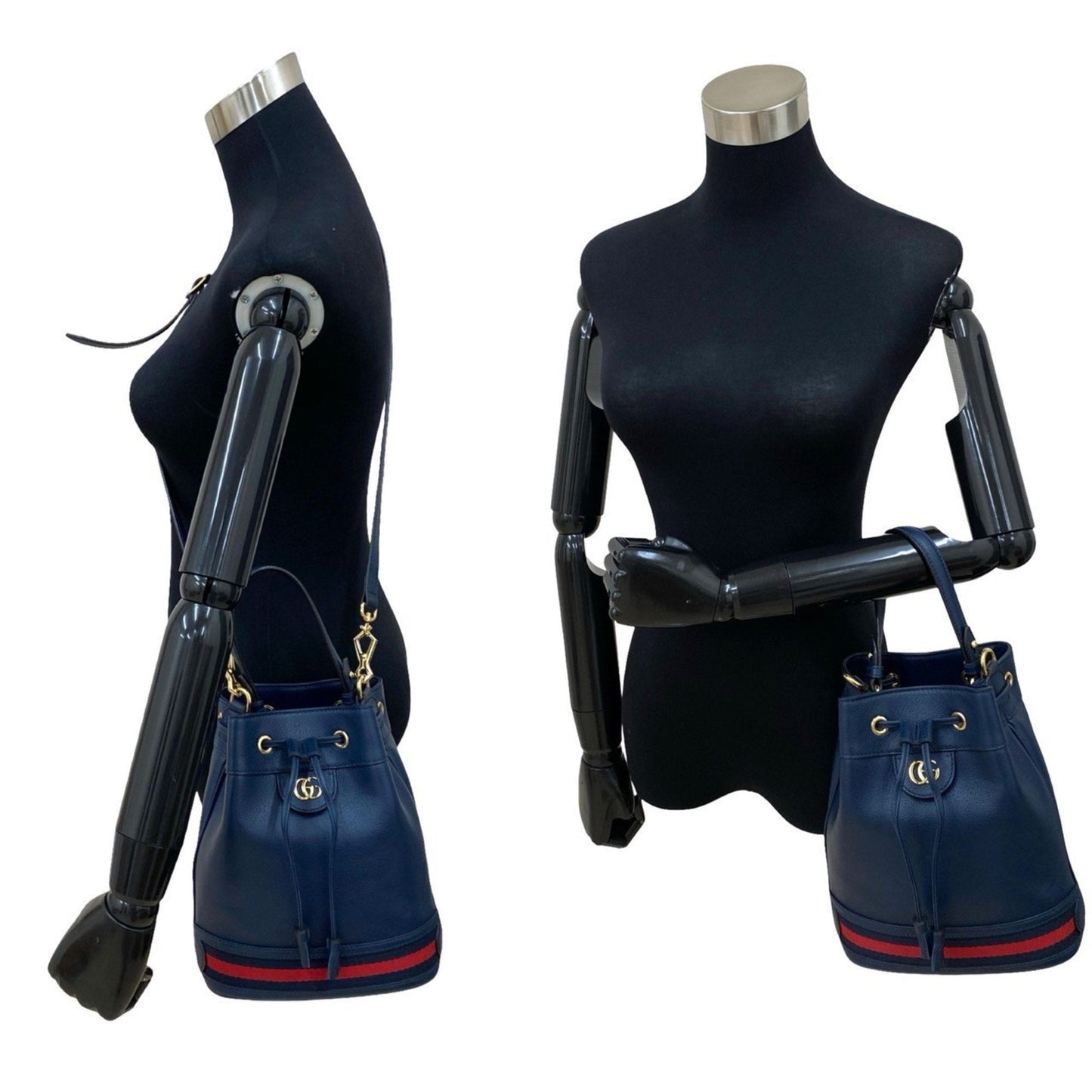 Gucci Navy Red Color Leather Shoulder Bag