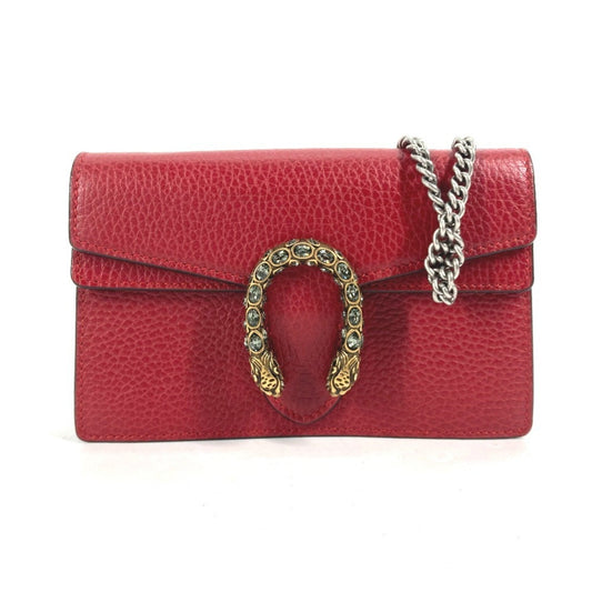 Gucci Red Color Leather Clutch Bag Pouch Shoulder Bag
