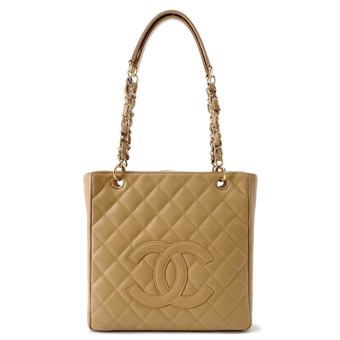 Chanel Beige Grained Calfskin Shoulder Bag Tote Bag
