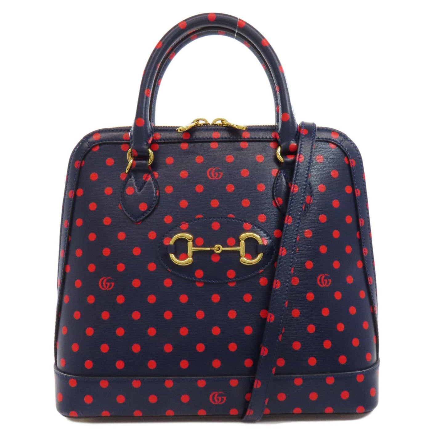 Gucci Navy Red Color Leather Handbag
