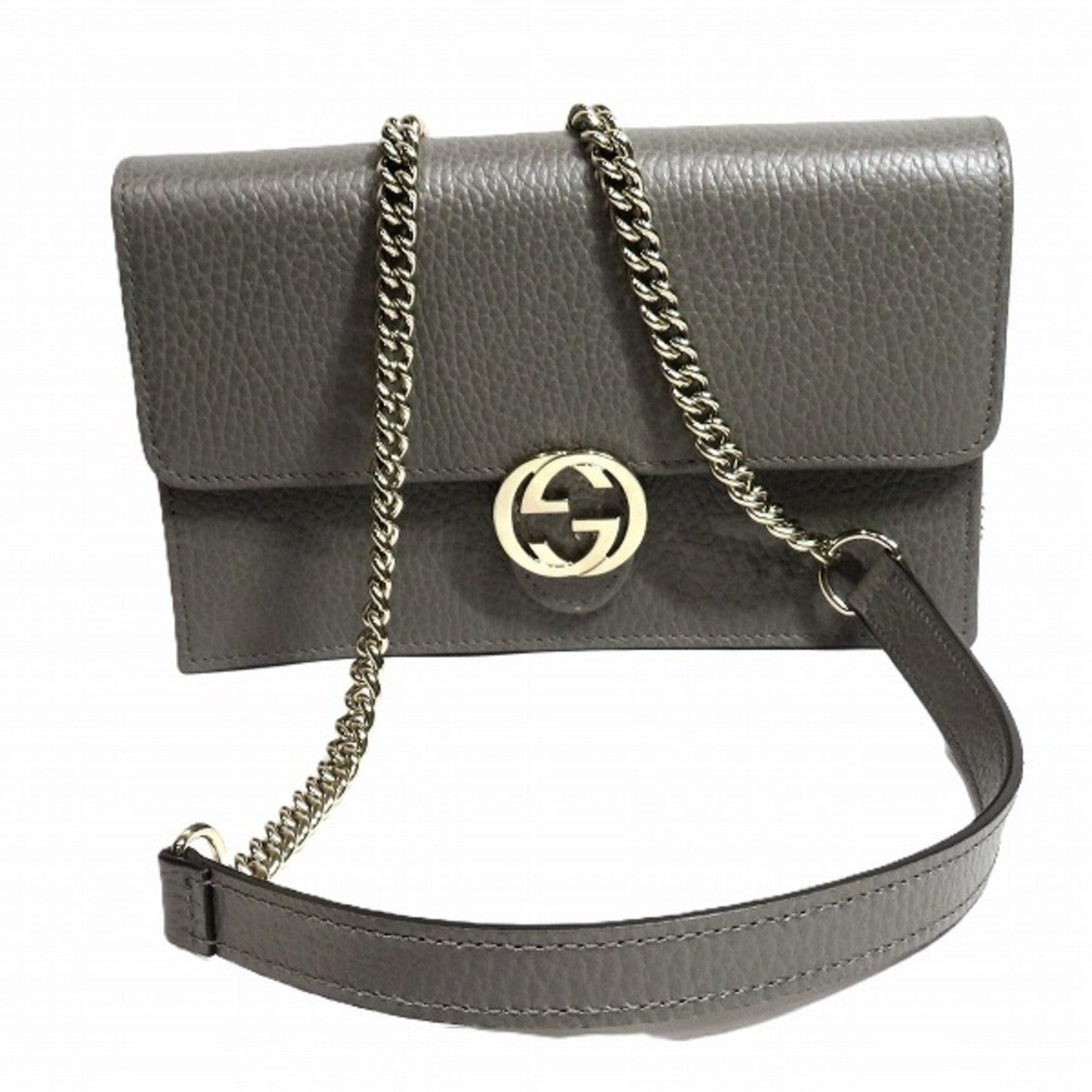 Gucci Gray Leather Chain/Shoulder Wallet