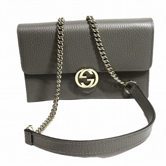 Gucci Gray Leather Chain/Shoulder Wallet
