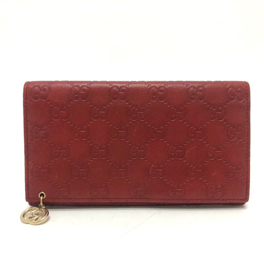 Gucci Red Color Gg Leather Long Wallet (Bi-Fold)