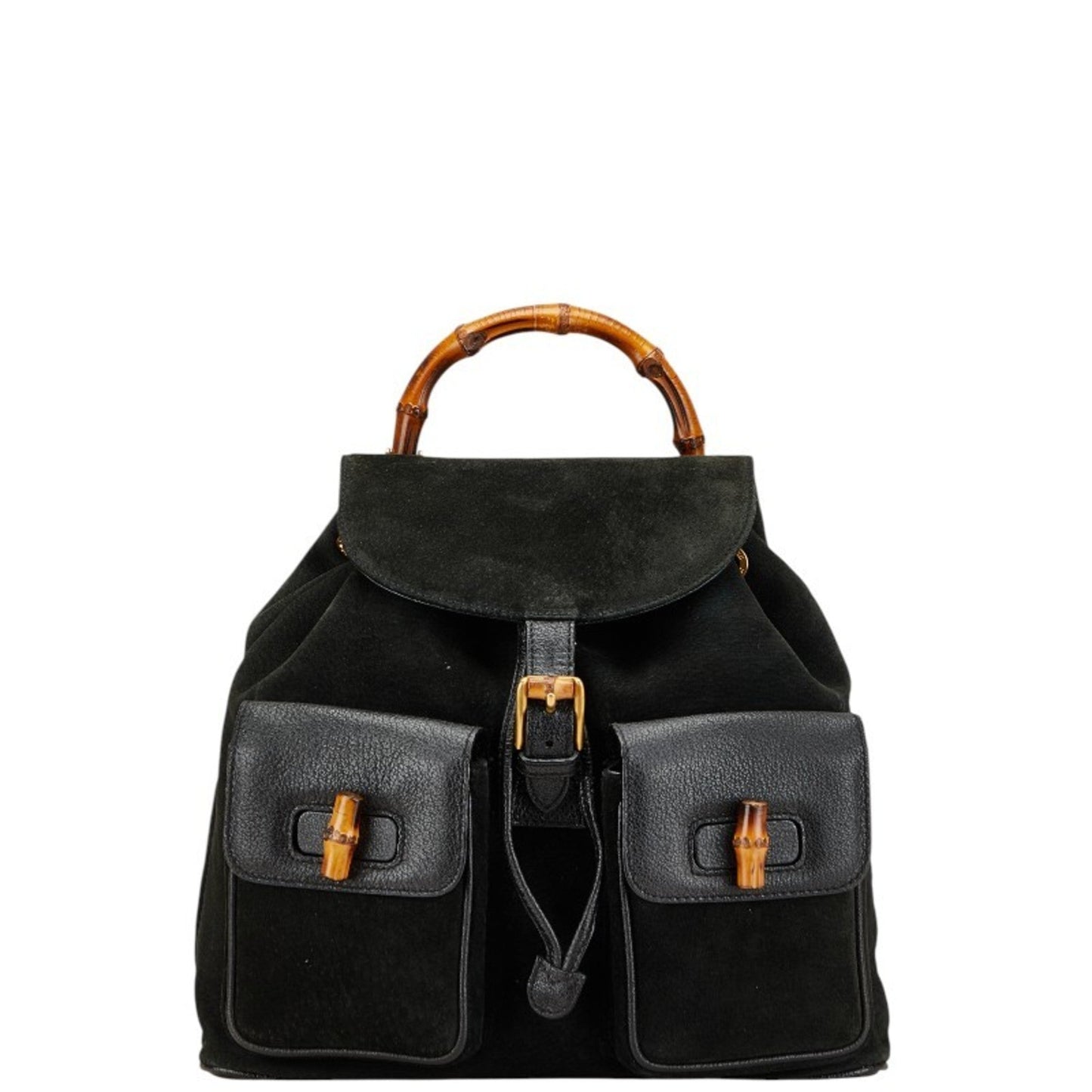 Gucci Bamboo Black Suede Leather Backpack