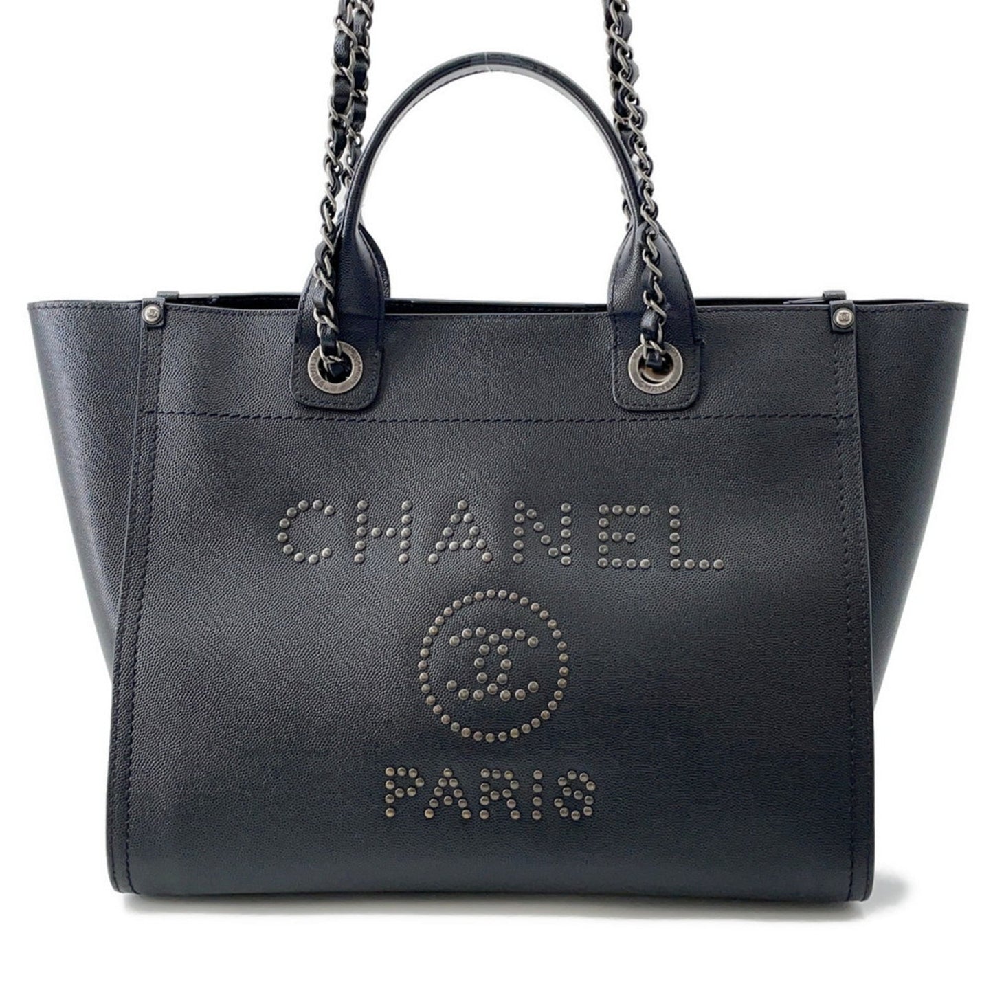 Chanel Black Grained Calfskin Shopping Bag Tote Bag