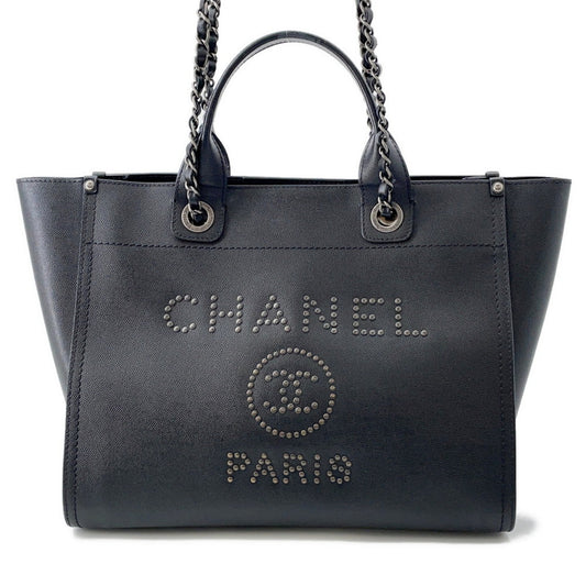 Chanel Black Grained Calfskin Shopping Bag Tote Bag