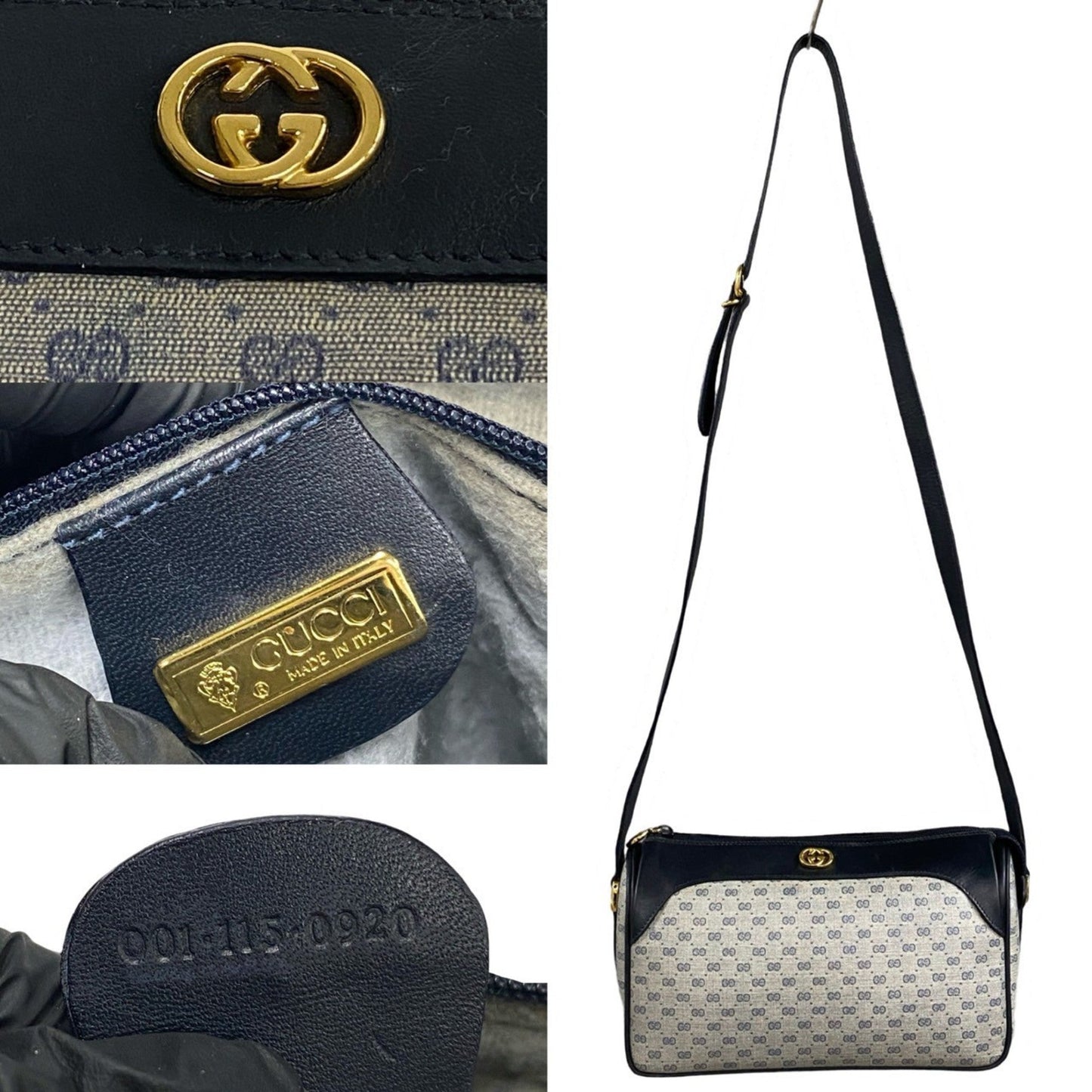 Gucci Navy Leather Pvc Pochette Shoulder Bag