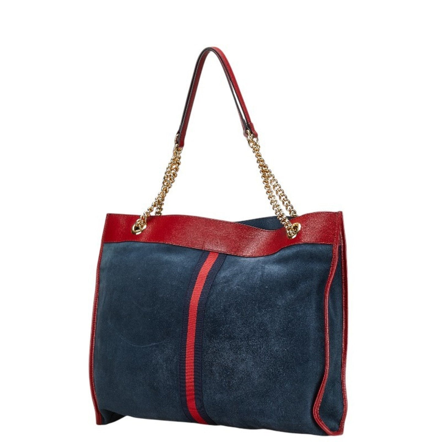 Gucci Sherry Line Navy Red Color Leather Suede Pouch Shoulder Bag Tote Bag