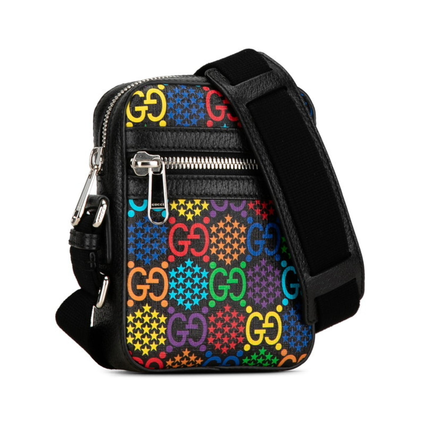 Gucci Black Multi-Color Pvc Leather Shoulder Bag