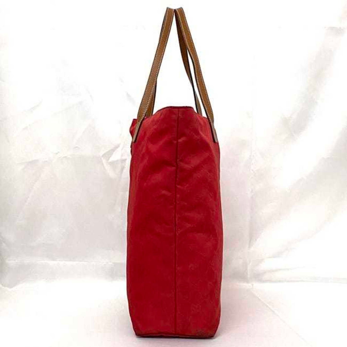 Gucci Red Color Nylon Leather Tote Bag
