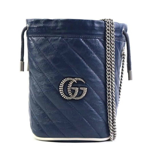 Gucci Navy Leather Shoulder Bag