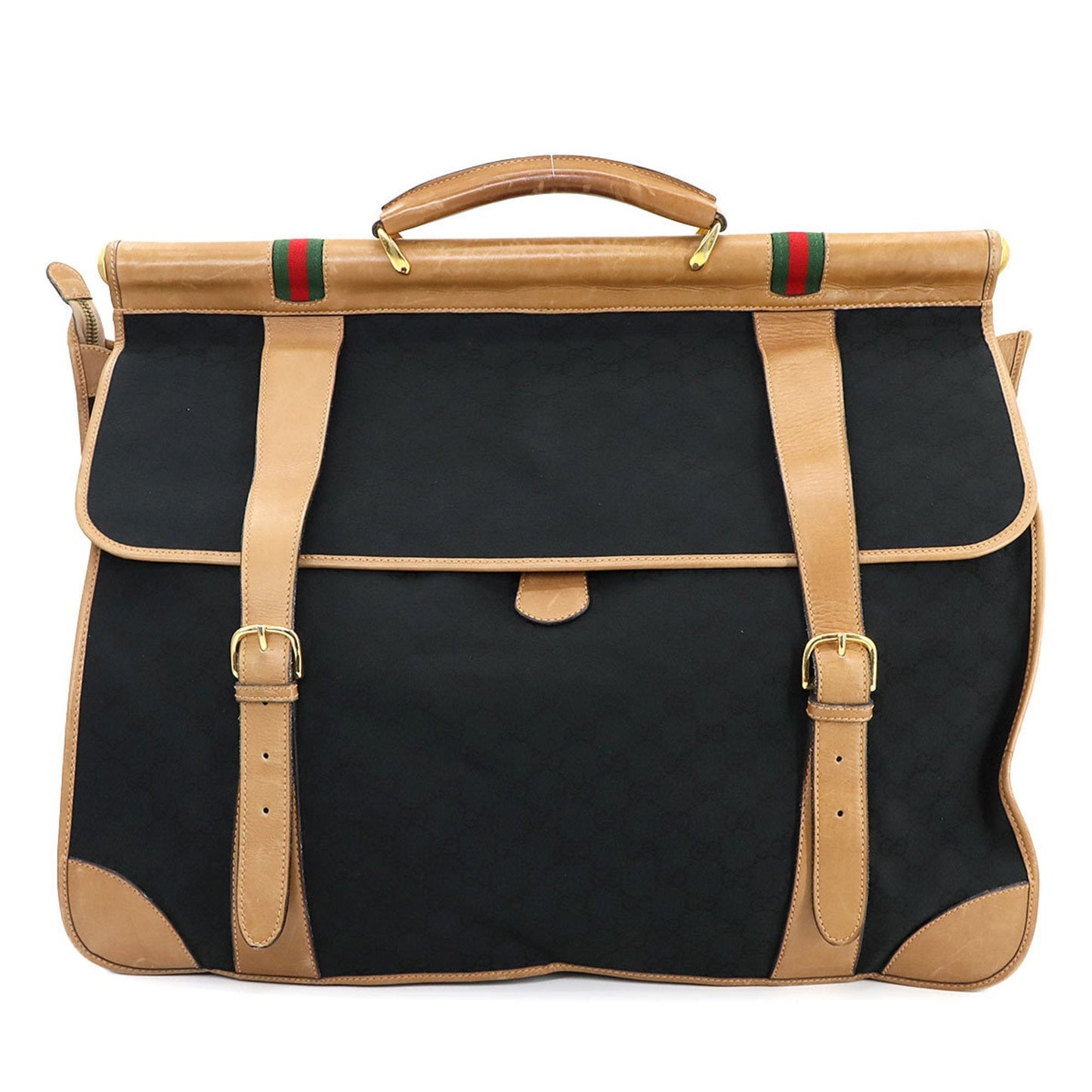 Gucci Black Brown Gg Canvas Leather Garment Case